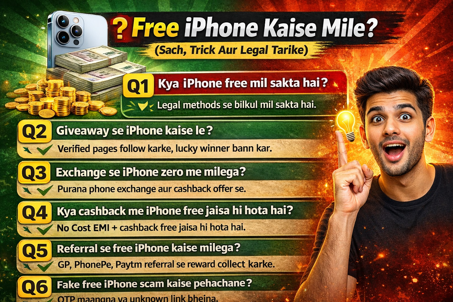 ❓ Q1. Kya sach me iPhone free me mil sakta hai?